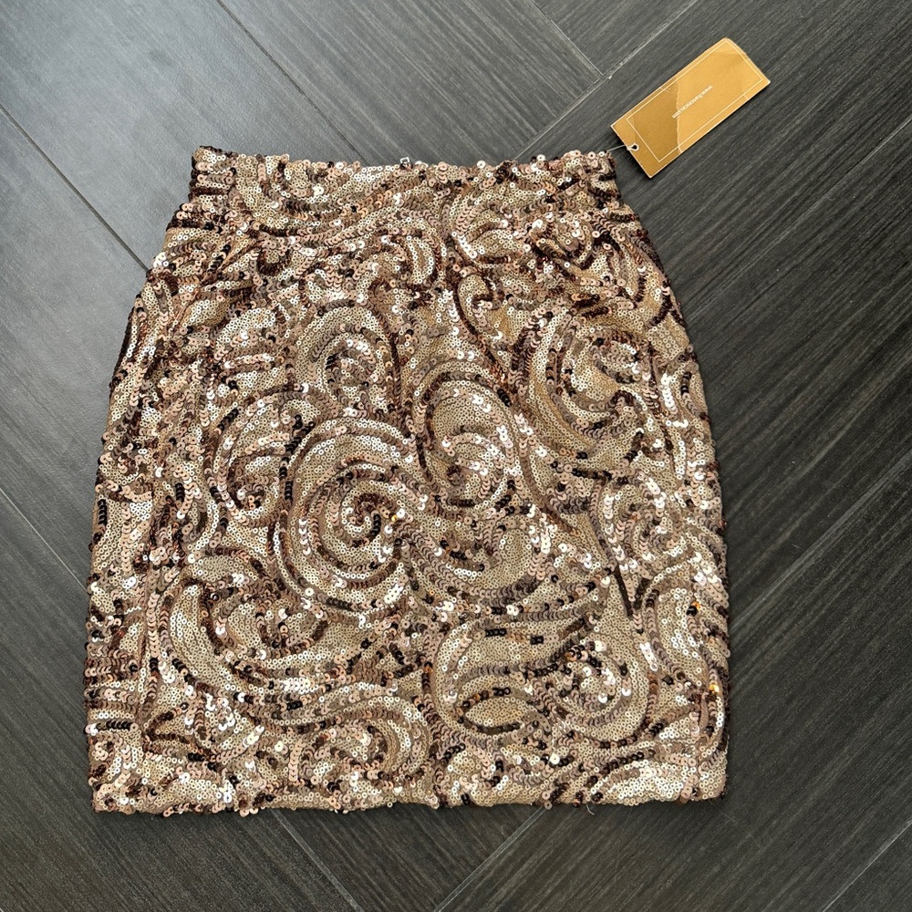 Gold sequin mini skirt